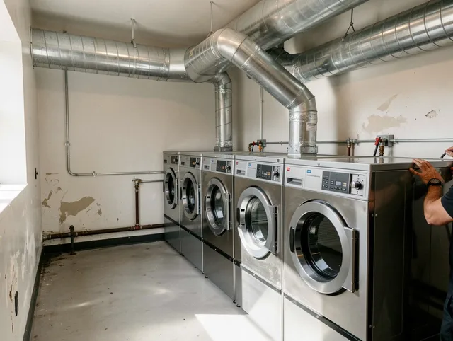 Bloomfield Dryer Vent Cleaning team performing large-scale commercial dryer vent cleaning in Bloomfield