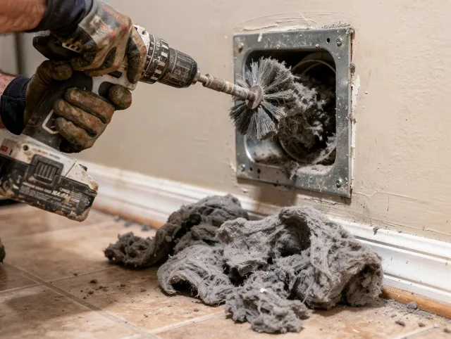 Certified Bloomfield Dryer Vent Cleaning technician performing dryer vent cleaning in Bloomfield