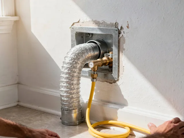 Bloomfield Dryer Vent Cleaning certified technician performing specialized gas dryer vent cleaning in Bloomfield